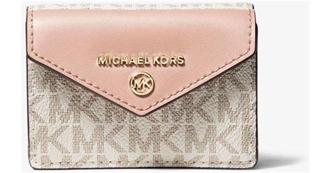 michael kors soft pink trifold wallet|Michael Kors crossgrain leather wallet.